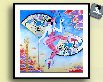 Libra Tightrope Walker Art Deco Circus Zodiac Print, Libra wall art, Zodiac poster, unique birthday gift,Libra gifts art decor