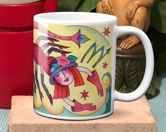 Scorpio Mug, Wonderland Zodiac coffee mug, unique birthday gift, Zodiac art, Star sign gifts, Scorpio gifts, fantasy art