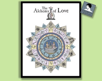 Alchemy of Love Print, Love Mandala, Meditation poster, mindfulness love valentine