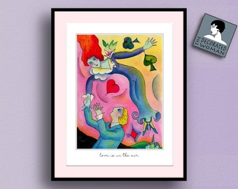 Love is in the air - love print Amore romantic gift, love poster, Valentine gift, Unique valentines present, anniversary gift idea