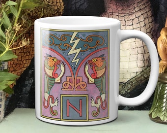 9 Hagalaz Rune Mug, Runestones, Futhark Runes, Runic Tarot, coffee mug, unique mystical gift, witchy gifts, Pagan gifts