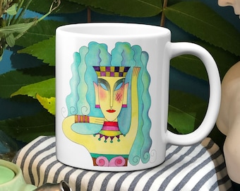 Aquarius Mug, Modi Zodiac coffee mug, unique birthday gift, Zodiac art, Star sign gifts, Aquarius gifts