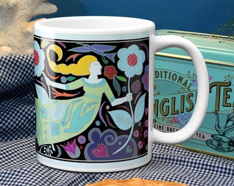 Libra Zodiac Mug – Wild Folk Art Star Sign Cup – Hand Drawn Birthday Gift for Libra – Free UK Shipping – 14.99 Sale