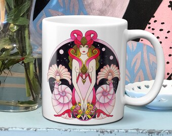 Capricorn Mug, Art Deco  Zodiac coffee mug, unique hand drawn birthday gift, 20’s, horoscope, astrology,  Star sign, Capricorn gifts