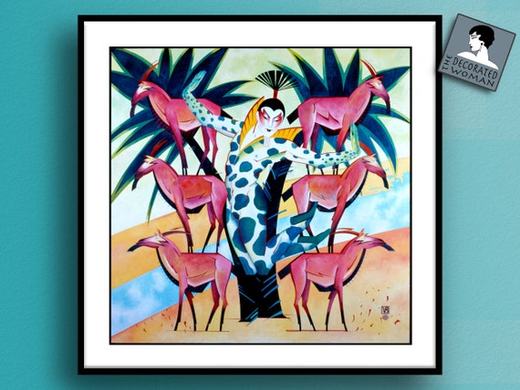 Capricorn Illusionist Art Deco Circus Zodiac Print, Capricorn wall art, Zodiac poster, unique birthday gift,Capricorn gifts art decor