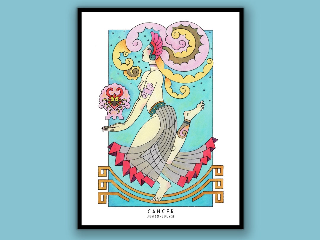 Cancer Goddess Poster, Cancer Wall Art, Zodiac Print, Goddess Art