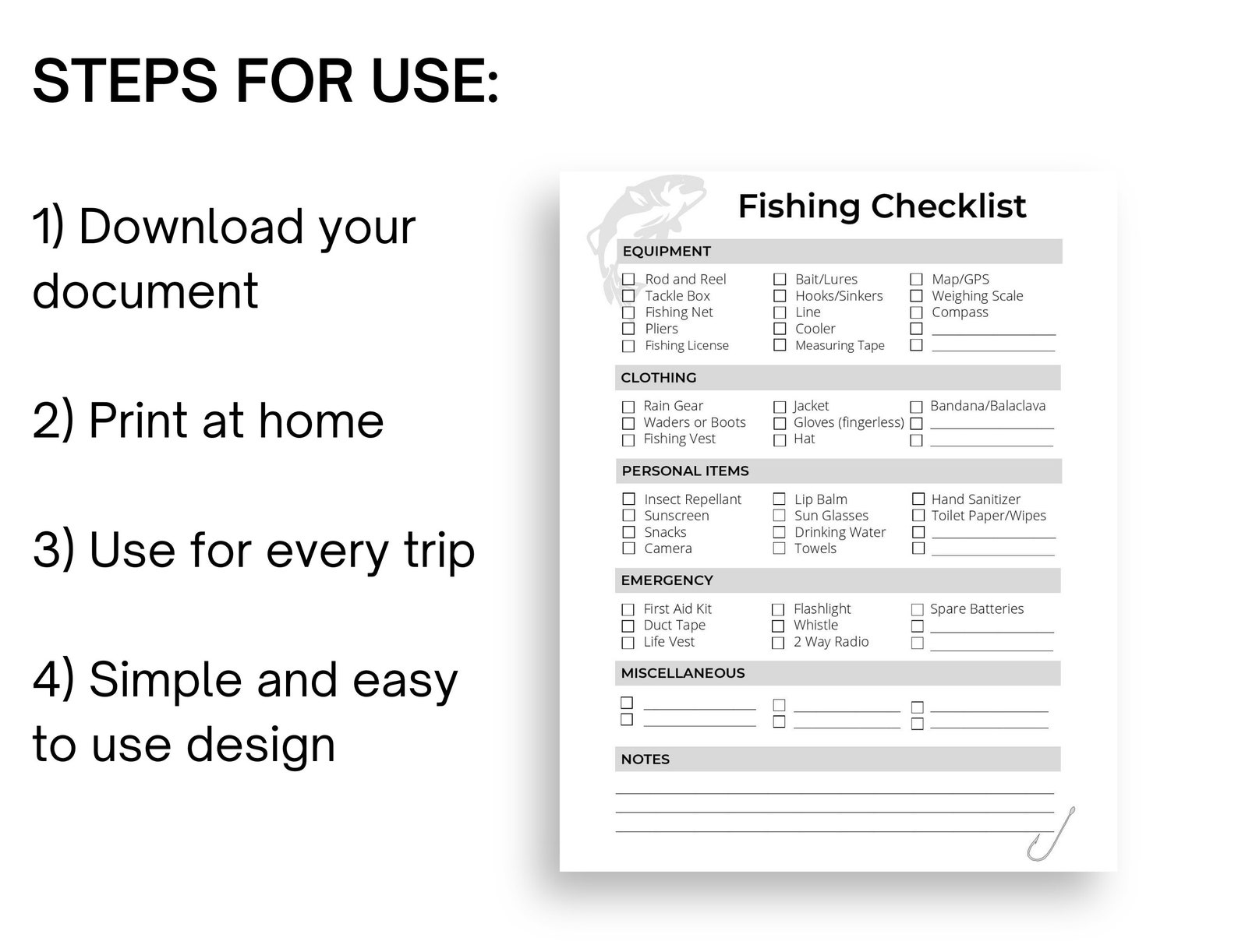 Fishing Trip Checklist Boat Checklist Fishing Equipment List Fishing