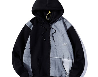 Black denim hoodie new hooded creative design hoodie gift hoodie