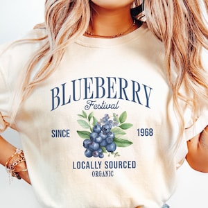 Blueberry Comfort Colors® Shirt, Summer Blueberry Tee, Blueberry Shirt For Woman, Blueberry Lover, Blueberry Festival Gift, Botanical Tee