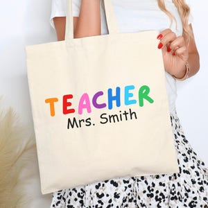 Sac fourre-tout pour professeur PERSONNALISÉ avec nom | Fourre-tout personnalisé en toile pour professeur | Cadeau de remerciement pour enseignant | fourre-tout pour la rentrée scolaire | Cadeau professeur
