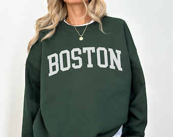 Boston Crewneck Sweatshirt, Trendy Vintage Varsity Aesthetic, Unisex Travel Crewneck, Boston Gift