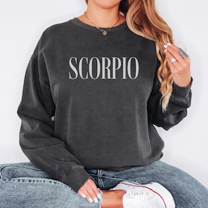 Scorpio Crew Neck Sweatshirt, Comfort Colors®, Scorpio Zodiac Sign Gift