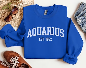 Custom Aquarius Sweatshirt: February Birthday Gift, Star Sign Crewneck