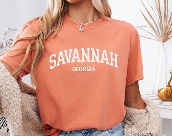 Savannah Georgia Comfort Colors Tee: Vintage Travel Shirt