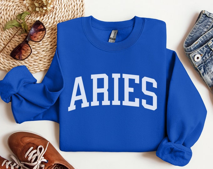Aries Birthday Sweatshirt | March April Birthday Shirt | Aries Astrology Gift | Printed Star Sign Crewneck