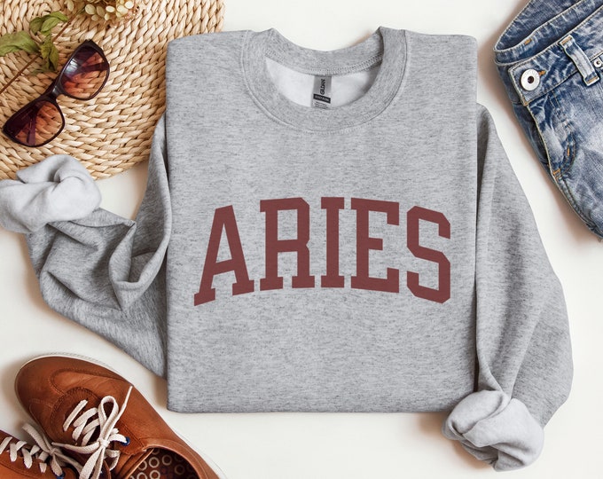 Aries Birthday Sweatshirt | March April Birthday Shirt | Aries Astrology Gift | Printed Star Sign Crewneck