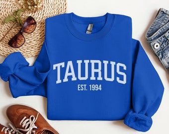 Custom Taurus Sweatshirt: April May Birthday Gift, Zodiac Star Sign Crewneck