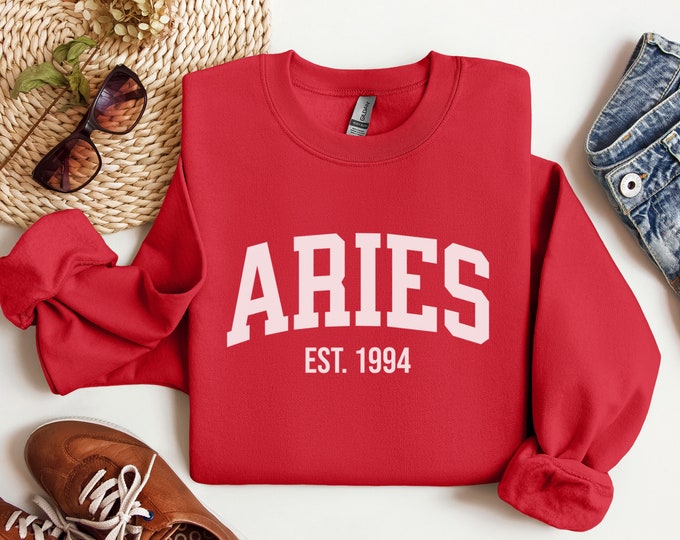 CUSTOM Aries Birthday Sweatshirt | March & April Birthday Shirt | Aries Astrology Gift | Star Sign Crewneck