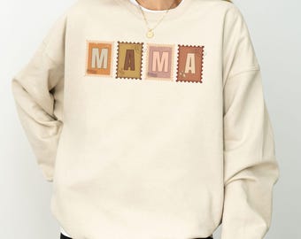 Moletom neutro para mamãe, estilo estético, gola redonda, presente para nova mamãe, look moderno para as festas de fim de ano, camiseta aconchegante e fofa para mamãe, pulôver boho para mamãe.