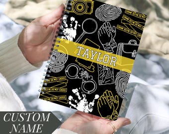 Crime Scene Notebook Personalized Detective Journal Forensic Science Gift True Crime Enthusiast Law Student CSI Spiral Notebook Ruled Line