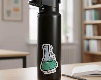 This Girl Has Solutions Science Sticker Funny Chemistry Decal Women in STEM Laptop Water Bottle
