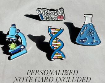Personalized Science Gift Lab Technician Present Educator Classroom Decor Appreciation Bundle for Teacher Biology Pin Collection Set Science