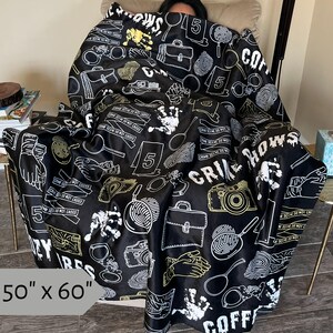 True Crime Throw Blanket Cozy Crime Blanket Mystery Lover Gift Forensic Science Gift Crime Fan Blanket Detective Gift CSI Fan Gift Cozy Fleece Blanket Law Student Gift Soft Warm Blanket