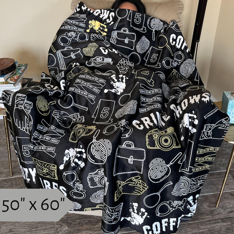 True Crime Throw Blanket Cozy Crime Blanket Mystery Lover Gift Forensic Science Gift Crime Fan Blanket Detective Gift CSI Fan Gift Cozy Fleece Blanket Law Student Gift Soft Warm Blanket