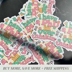 Decoration Mental Health Awareness Academic Gift Overthinking Humor Water Bottle Decal Flower Sticker Pastel Sticker Graduation Gift