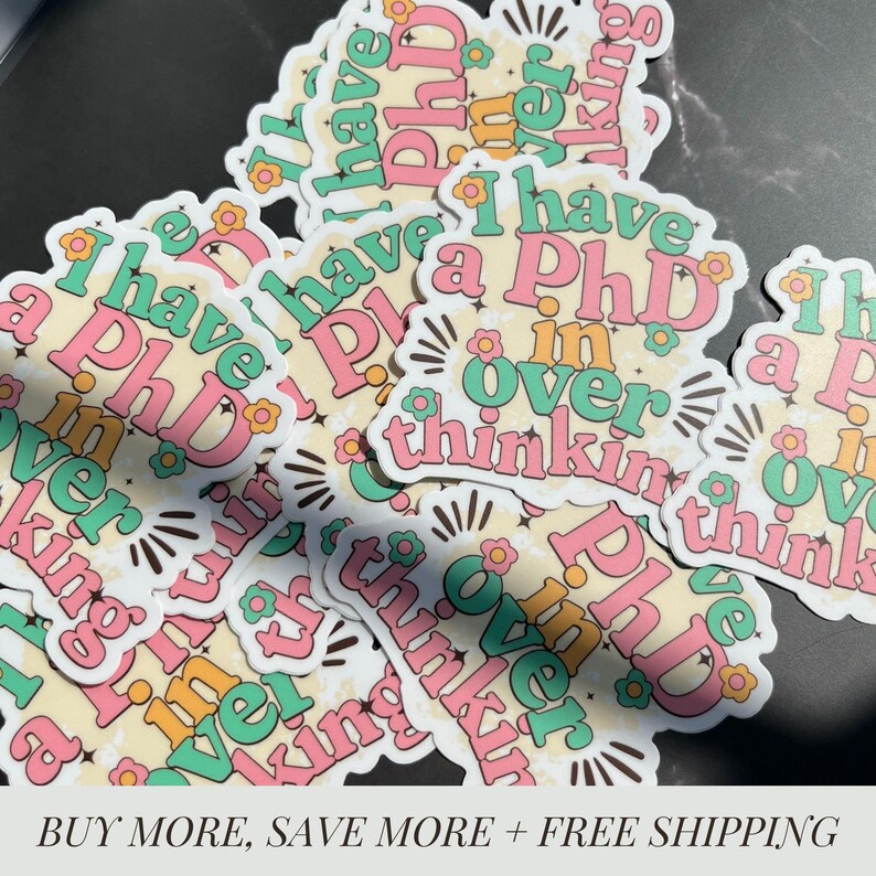 Decoration Mental Health Awareness Academic Gift Overthinking Humor Water Bottle Decal Flower Sticker Pastel Sticker Graduation Gift