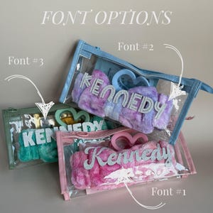 Teen Bridesmaid Package Beauty Gift Set Custom Name Collection Clear Vinyl Makeup Bag Plush Headband Face Mask Bundle Heart Hair Clip Silver Glitter Design Perfect Teen Girl Pamper Package Self Care Essential