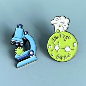 Cute Chemistry Pin Collection Set Laboratory Accessory Gift Idea Science Teacher Appreciation Gift Microscope Design Lab Decor Students