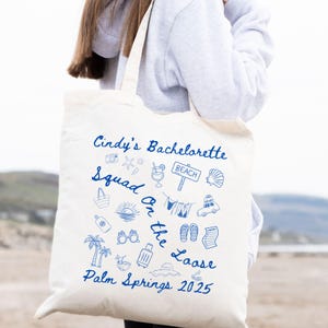 Custom Bachelorette Party Tote Bag Wedding Party Bridal Gift Bridesmaid Beach Wedding Favor Destination Party Tote Coastal Bride Cotton