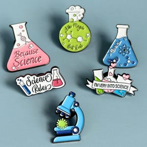 Cute Chemistry Pin Collection Set Laboratory Accessory Gift Idea Science Teacher Appreciation Gift Microscope Design Lab Decor Students