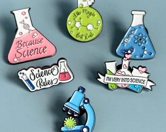 Cute Chemistry Pin Collection Set Laboratory Accessory Gift Idea Science Teacher Appreciation Gift Microscope Design Lab Decor Students