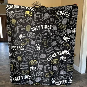Crime Show Gifts Detective Gifts Cozy Blanket True Crime Blanket Gifts for True Crime Lovers Crime Show Lover Gifts Podcast Listener Gift Law Student Gift Criminology Student Gift