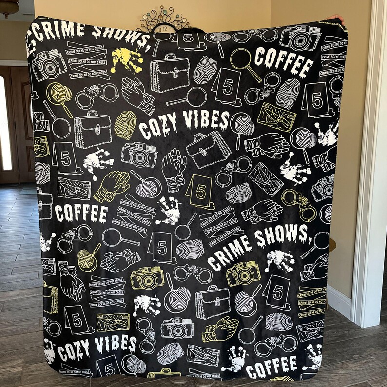 Crime Show Gifts Detective Gifts Cozy Blanket True Crime Blanket Gifts for True Crime Lovers Crime Show Lover Gifts Podcast Listener Gift Law Student Gift Criminology Student Gift