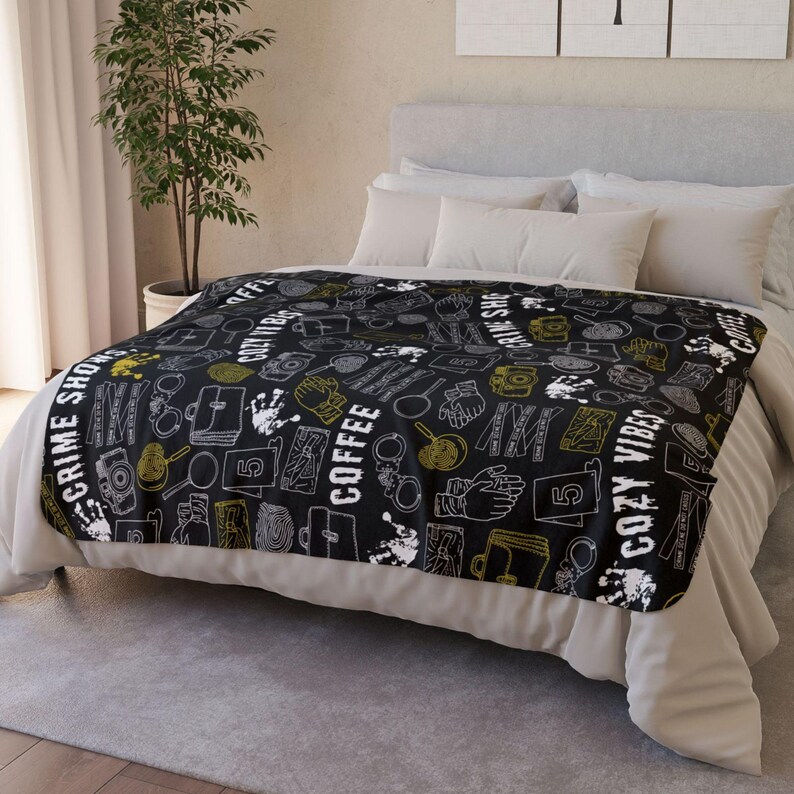 Cozy Crime Throw Blanket True Crime Fleece Blanket Detective Gifts Mystery Lover Blanket Forensic Science Gifts Criminal Justice Gifts Gifts for Investigator Crime Scene Investigator Gift