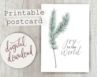 Minimalist Christmas Card - Joy to the World - Digital Download - Printable