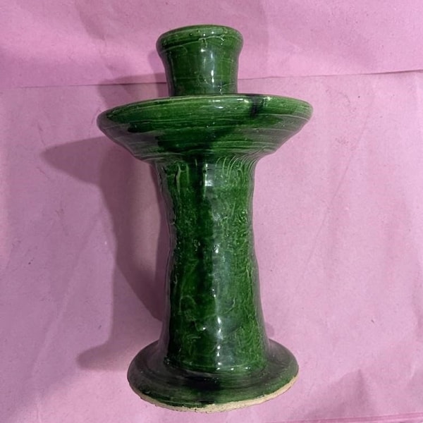 Gorgeous candle holder, Tamegroute ceramics , Handmade items, moroccan  pottery, Candelabrum, Green Glazed Pottery, bougeoir Tamegroute