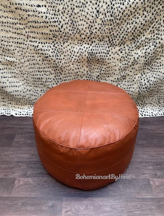 Amazing Round Ottoman "50% OFF" Handmade square leather Pouf, Moroccan pouf, pouf footstool, unstuffed poufs, genuine leather pouf.