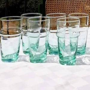 Handcrafted moroccan Tea Glass, Set of 6 Beldi Glasses, Unique Kitchen Teacups, Clear Glass Mugs, Quality Kitchen Accessory, Gift for Her