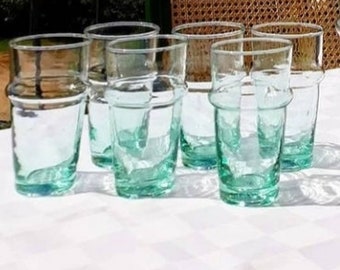 Handcrafted moroccan Tea Glass, Set of 6 Beldi Glasses, Unique Kitchen Teacups, Clear Glass Mugs, Quality Kitchen Accessory, Gift for Her