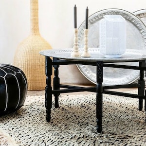 Handmade Folding Moroccan Tea / Coffee table WITH Tray, Handcrafted Tray with traditional Berber designs, Folding Side Table, Cedar Table