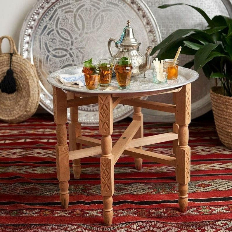 Handmade Folding Moroccan Tea Coffee Table WITH Tray