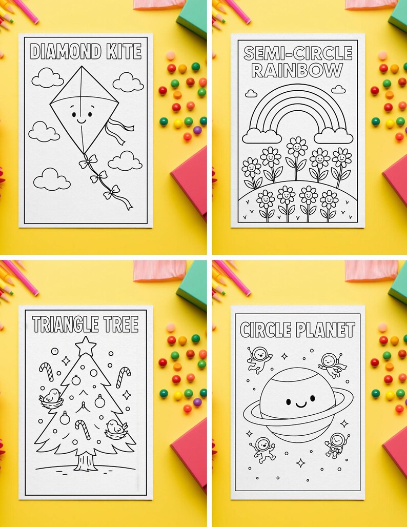 Shapes Adventure Coloring Book for Kids | 12 Printable Pages | Fun ...