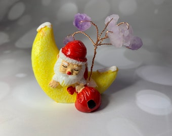 Crystal Santa, Amethyst Christmas Decoration, Gemstone Festive Ornament, Santa Holiday Decor, Gifts for Home, Tree of life
