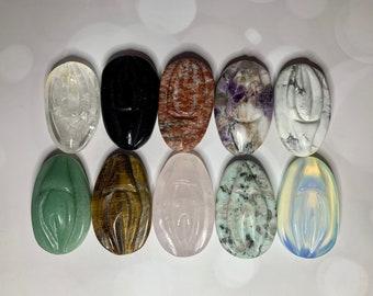 Crystal Vagina, Natural Stone Vulva, Meditation Reiki Source of Life, Hand Carved Healing Adult Gift