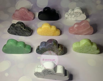Crystal Cloud, Big Crystal Carving, HowlIte Piece, Obsidian Gemstone, Rose Quartz Gift, Yellow Jade Gem, Labradorite Stone, India Agate UK