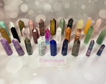 Crystal Tower, Gemstone point, Gem obelisk, Natural Stone wand, Precious Stone points, Crystal Healing, Real Crystals UK